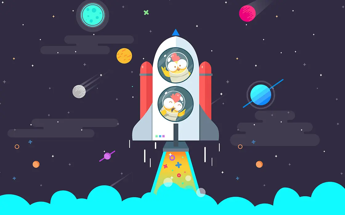 glappy graphisme illustration poulets dans l espace