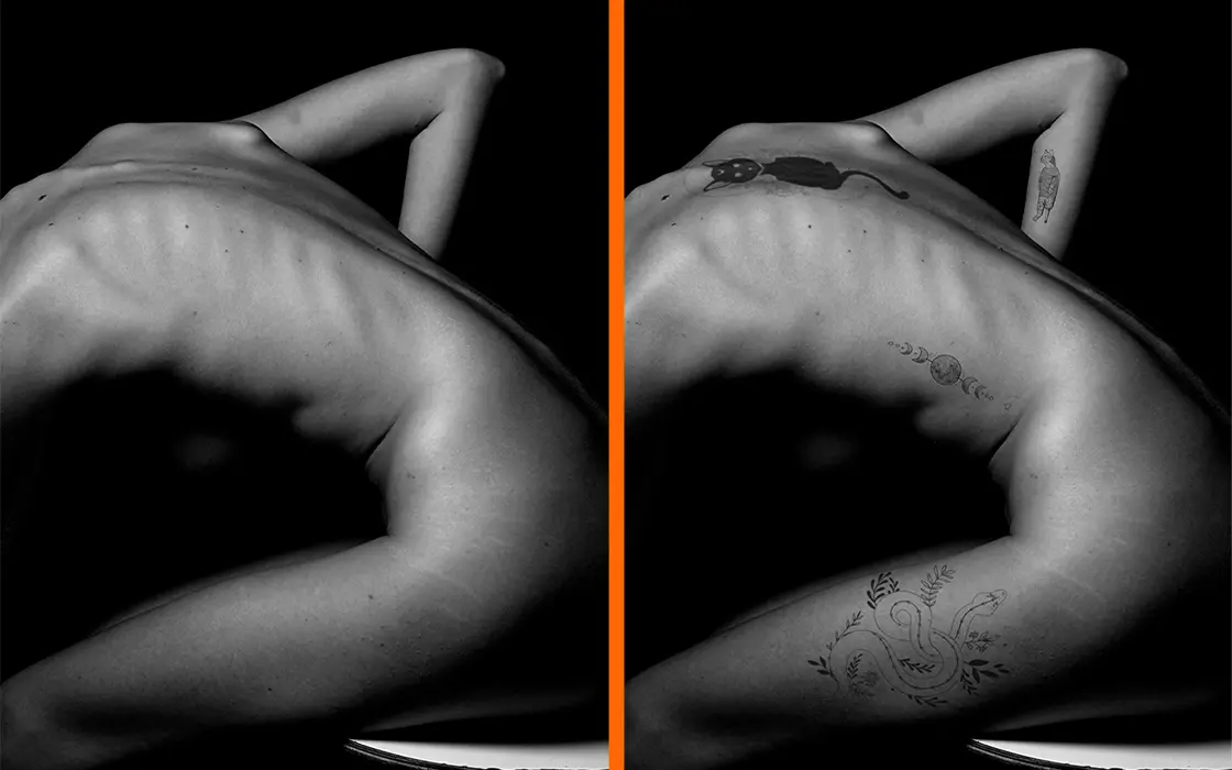 glappy photomontage femme tatouage